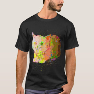 Camiseta Colorida Paint Splash Realista Shorthair Britânica