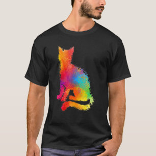 Camiseta Colorida Pintura de Gato Fofo kitten Adoção de Kit
