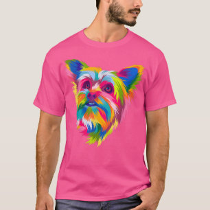 Camiseta Colorida Pop Art Yorkshire Terrier Portrait Yorkie