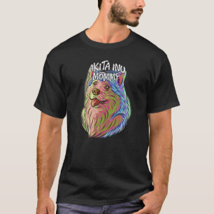 Camiseta Colorida Pop Retrato Akita Inu Cão Cachorro Mãe D