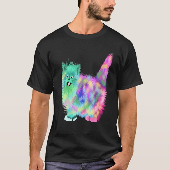 Camiseta Colorida Rainbow Kitten Tshirt (Frente)