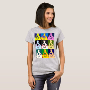 Camiseta Colorida Retro Border Collie Pop Art Women's