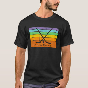 Camiseta Colorida Retrô Único Vintage Hockey com Mulheres