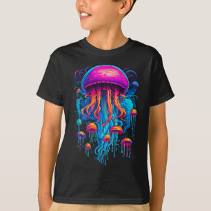 Camiseta Colorida Rhapsodia: Água-viva na Harmonia Cósmica