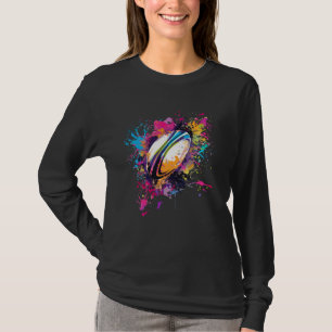 Camiseta Colorida Rugby Ball Splash Art Rugby Lover