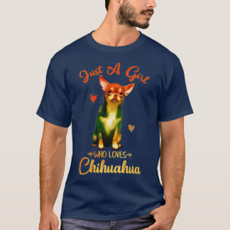 Camiseta Colorida Só Uma Menina Que Ama Um Cão Engraçado Ch