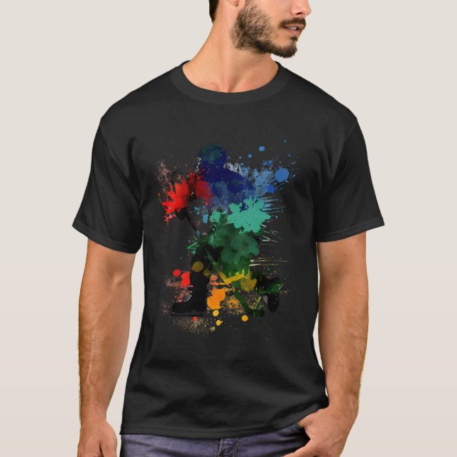 Camiseta Colorida sorvete de hóquei no gelo (Frente)