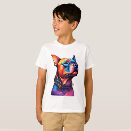Camiseta Colorida Staffy Bull Terrier Cyberpunk Design,