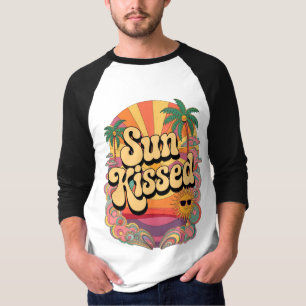 Camiseta Colorida Summer Vibes Palm Tree Trabalho de arte p