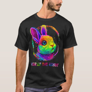 Camiseta Colorida Tie Dye Year do Feliz ano novo de Coelho