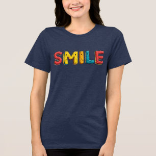 Camiseta Colorida Tipografia "SORRISO" Vibrante em Azul Mar