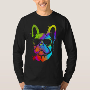 Camiseta Colorida Trabalho de arte do Bulldog Francês