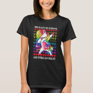 Camiseta Colorida Unicórnio 100 Dias De Escola E Ainda Ama