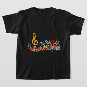 Camiseta Coloridas anotações musicais em preto