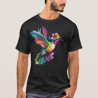 Camiseta Colorido Beija-flor Floral Botânico