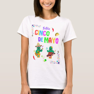 Camiseta Colorido Cinco Festivos de Mayo 2025 Dançando Cact