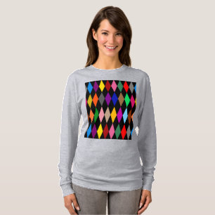 Camiseta Colorido desenho de diamantes Arlequim Preto 