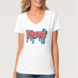 Camiseta Colorido Design de Texto Gotejante de Páscoa em Es