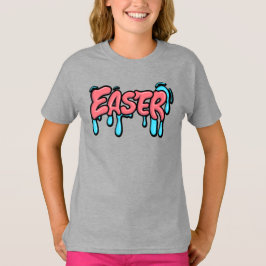 Camiseta Colorido Design de Texto Gotejante de Páscoa em Es