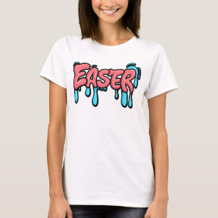 Camiseta Colorido Design de Texto Gotejante de Páscoa em Es