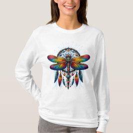 Camiseta Colorido Dreamcatcher de Libélula Psicodélico Boho