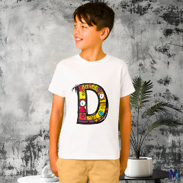 Camiseta Colorido e Divertido Monograma D Tribal e Estilo D