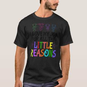 Camiseta Colorido Eu Amo Meu Trabalho Por Todas As Pequenas