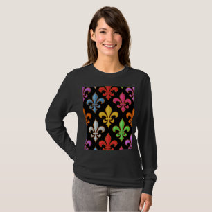 Camiseta Colorido Fleur-de-lis Floral Preto