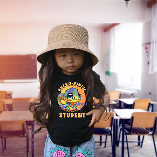 Camiseta Colorido Gecko Corajoso Ano Escolar Nome Gecko rif