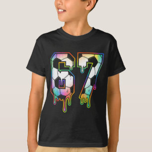 Camiseta Colorido Gotejamento 67 Número Varsity Futebol Hal