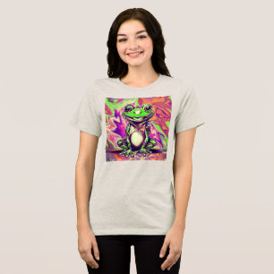 Camiseta Colorido Grafite Psicodélico Sapo Verde Roxo