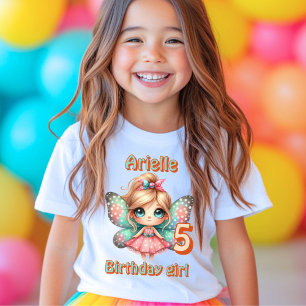 Camiseta Colorido kawaii fada borboleta aniversário 