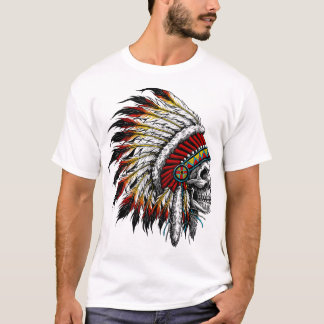 Camiseta Colorido Nativo Americano Chefe do Crânio Ativo T-