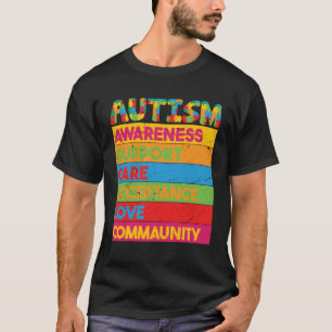 Camiseta Colorido Retro Apoio Conscientização Autismo Aceit