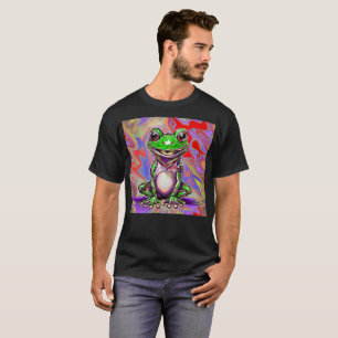 Camiseta Colorido Sapo Grafite Psicodélico Verde Vermelho