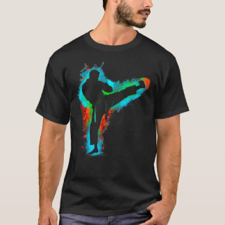 Camiseta Colorido Taekwondo Retro Artes Marciais Homens Men