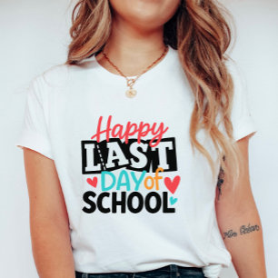 Camiseta Colorido Último Dia de Aula Feliz, Professor-Aluno