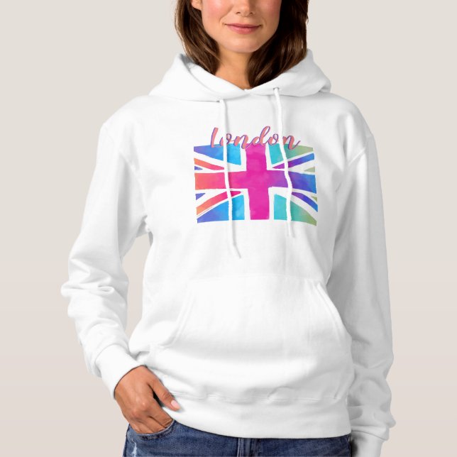 Camiseta Colorido Union Jack Hooded Sweatshirt (Mulheres) (Frente)