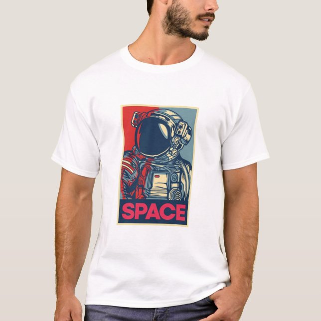 Camiseta Colorir Espaço Moderno do Astronauta (Frente)