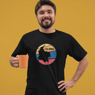 Camiseta Colorir Mapa Colorido da Colômbia Vintage