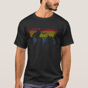 Camiseta Colorir Mapa do Mundo Igual Orgulho Gay da Fila L