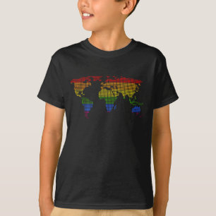 Camiseta Colorir Mapa do Mundo Igual Orgulho Gay da Fila Lé