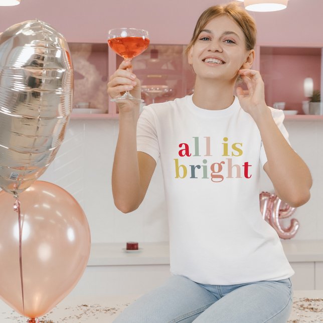 Camiseta Colorir Moderno Tudo Está Brilhante | Férias feliz (Criador carregado)