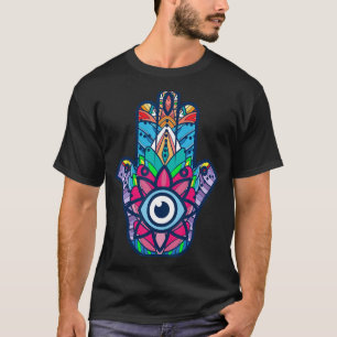 Camiseta Colorir Nazar Amulet Hamsa Símbolo Azul Mau Olho O