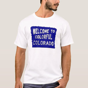 Camiseta Colorir sinal azul de boas-vindas do Colorado