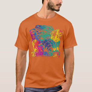 Camiseta Colorir Trex DJ Techno Music edm Party Premium