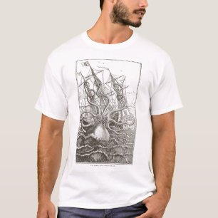 Camiseta Colossal Octopus Kraken Atacando Navio Monstro do 