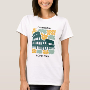 Camiseta Colosseum Roma Itália abstrato viagem de arte flor