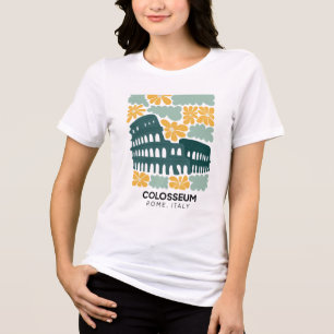 Camiseta Colosseum Roma Itália abstrato viagem de arte flor