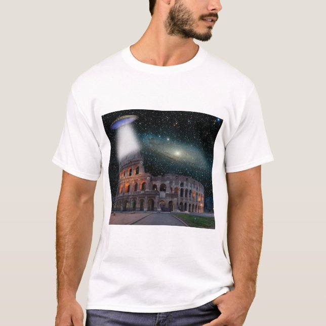 Camiseta Colosseum Roma Itália Conhece Espaço e OVNI (Frente)